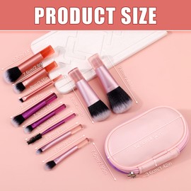 10pcs Mini Travel Makeup Brushes with Brush Pouch, Portable Small Makeup Brush Collection Stylish Versatile Cosmetic Brush Set Professional Beauty Brushes for Travel (Multicolored)