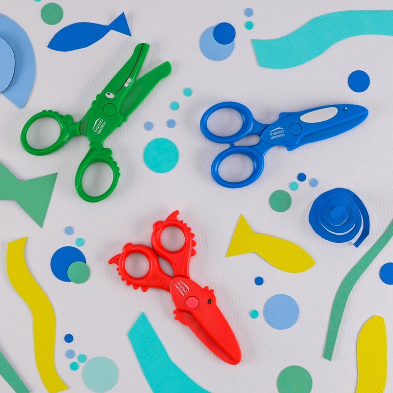 Vaessen Creative Set di Forbici per Bambini Granchio, Balena, Coccodrillo