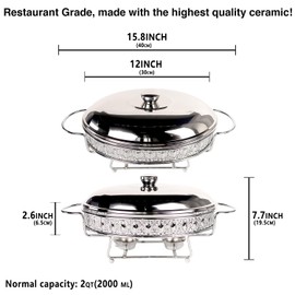jinsongdafa Casserole Dish 11.5" x 8" Glass Baking Dish with Stainless steel Lid and rack, Silver oval 2 Qt Baking Pan For Casserole & Lasagna, Microwave Dishwasher Freezer Oven Safe