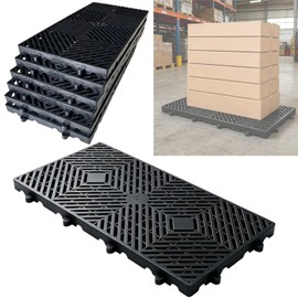6 Pcs Plastic Pallets, 23.6x11.8x1.18 Inch Ventilated Storage Pad, Free Splicing，Waterproof Lightweight Stackable Utility Pallet for Garage, Basement, Kitchen & Storage Room（Black）