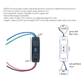WindyNation 25A DPDT Forward Reverse Up Down Reverse Polarity Switch for Hoist, Winch, Crane, Motor, Linear Actuator (Momentary Switch)