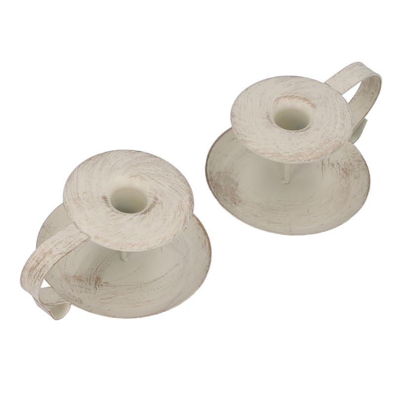 2pcs Taper Candle Holders Simple Antique Finish Iron Candle Holder