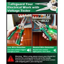 FAITIO 8 In 1 Wire Stripper with Voltage Tester, Wire Stripping Tool with Plier, Twister, Crimper, Splitting, Wire Stripper Tool for 10-18 AWG for Electrician Work