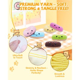 ZaKaBox Crochet Kits for Beginners Adults Kids, Beginner Crochet Kit Donut 6 Pcs, Crochet Starter Kit with Step-by-Step Video Tutorials, DIY Knitting Supplies