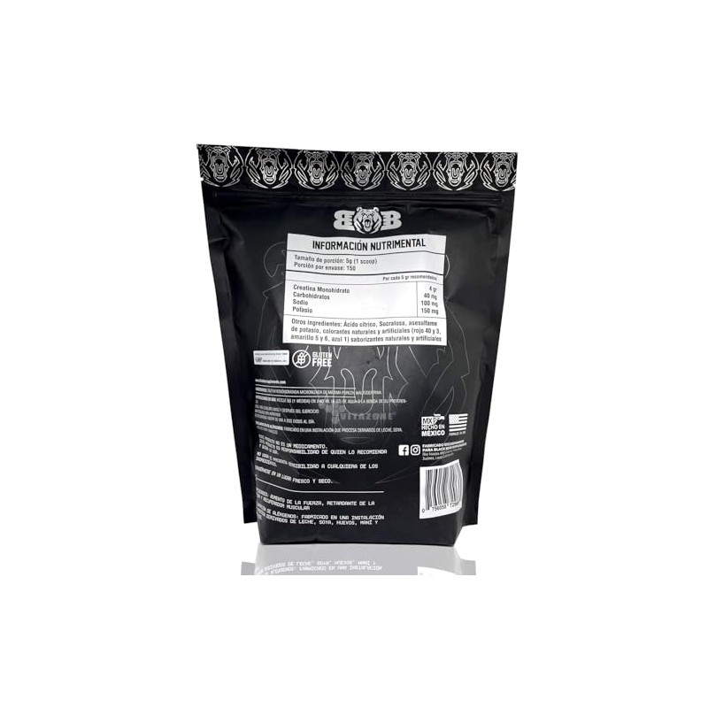 Creatina Monohidratada 750gr Fresa 150 serv Blackbear