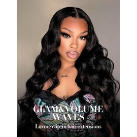 LUVME Clip in Hair Extensions Real Human Hair, Remy Human Hair Extensions Clip ins for Women, Natural Human Hair, 16inch 135g 9Pcs, Natural Black