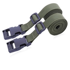 2 Pack Adjustable Luggage Straps, Nylon Webbing Straps with Quick Release Buckle, Packing Belt for Backpacking, Camping, Hiking, Sleeping Bag Compression, 2.5 * 150cm (Green)