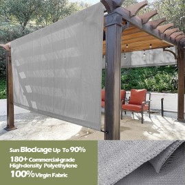 Pergola Shade Cover - Pergola Replacement Canopy with Breathable Shade Cloth for 10x10 & 12x10 FT Pergola (14 FT x 100 in, Grey)