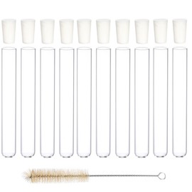 Glass Test Tubes with Rubber Stoppers 150mm x 20mm Pack of 10 and 1pcs Brush …