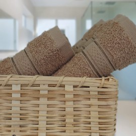 CasaBella Pack Of 12 100% Cotton Face Cloth Towels Flannels Wash Cloth 550 Gsm (12 Pieces Face Towel Set, Grey) (12 Pieces Set, Truffle)