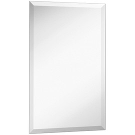 Hamilton Hills Large Frameless Mirror- 22" x 30" inch Premium Rectangle Beveled Mirror - Perfect for Wall Decor, Bathroom Vanity and Bedroom - Ultra Thin, Lightweight and Polished Bevel Edges -