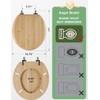 Round Bamboo Toilet Seat with Zinc Alloy Hinges, Easy to