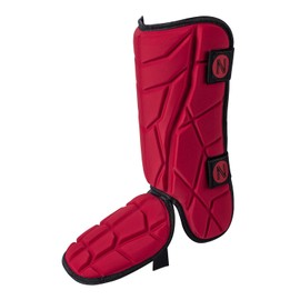 NURIBASE Batter's Leg Guards, Baseball/Softball Leg Guard, Adult and Youth Size - Red Youth
