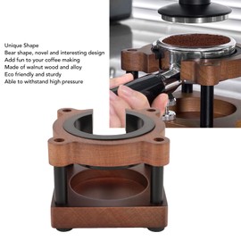 Bear Shaped Coffee Filter Holder, Espresso Tamper Stand Made of Walnut Wood, Environmentally Friendly Coffee Tamper Station, Fits Portafilters with 51 mm, 53 mm and 58 mm