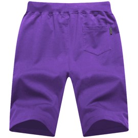 QPNGRP Mens Casual Stretch Shorts Zipper Pockets Elastic Waist Purple 34