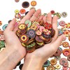 Pack of 100 Retro Buttons, 20 mm Colourful Resin Craft