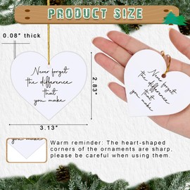 Menkxi Thank You Gifts Never Forget The Difference You Make Acrylic Ornament Heart Keepsake Sign Employee Appreciation Gifts for Educator Coworkers School Student Teacher Nurse Women Men(12 Pcs)