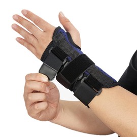 手首サポーター 固定 女性 ギブス級 手首固定 手首保護 手関節サポーター 手くび サポーター 手首 てくび 手関節 金属プレート メッシュ素材 (紺, 左手)