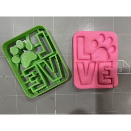 LOVE with dog paw Cookie Cutter