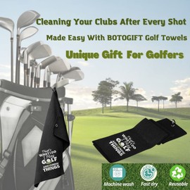 botogift Golf Towels, Embroidered Funny Golf Towel - Golf Gifts for Men or Women, Golf Accessories for Men or Women, That's What I Do I Play Golf and I Know Things, Black