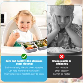 Grab and Go Snack Containers Reusable,Stainless Steel Double Compartment Snack Container,Compartment Containers with Lids,for Snacks Dips Travel and Outdoor Camping (2Pcs)