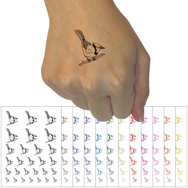 Blue Jay Bird on Branch Temporary Tattoo Water Resistant Fake