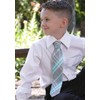 Boys First Communion Tie Aqua Plaid and Silver-Tone Chalice Tie