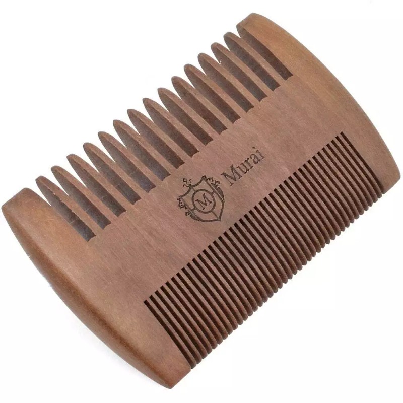 Murai Fine and Wide Tooth Wooden Beard Comb