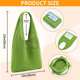 QIUTIMIY crochet mesh beach shoulder bags,Boho summer holiday crossbody bag knitting shoulder bag for women，Green