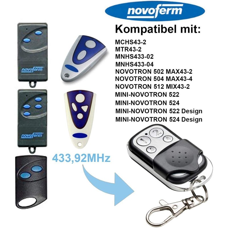 Garage Door Gate Transmitter Handheld Transmitter for Novoferm Novotron 502/504/512/522/524
