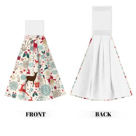 PDDCWAY 2 Pcs Spring Summer Hanging Hand Towels Cute Deer Floral Gifts Kitchen Towels Bathroom Towels Tea Bar Towel for Farmhouse Housewarming Tabletop Home