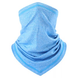 Unbranded Reusable Face Mask Neck Gaiter Washable Scarf Breathable Bandana with Ear Loops - Light Blue