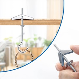 HARSKIYER 4pcs 4'' / 100mm Swag Hooks for Ceiling Hanging, Plasterboard Wall Anchors Ceiling Anchor Hooks Toggle Hooks Heavy Duty Drywall Ceiling Hooks for Hanging Plants Chandeliers Wind Chimes