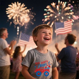 StarJieco USA Flag Monster Truck Boys Shirt Summer Patriotic Toddler Fashion 4th of July Outfit 5T