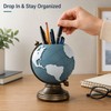 Globe Pen Holder for Desk Organization - Decorative Resin Stationery