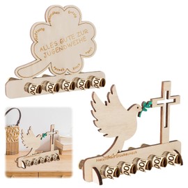 Wooden Money Gift Confirmation Pack of 2 Money Holders with Saying for Communion Confirmation Birthday Boy Girl Wooden Gift for DIY Decoration Memory Creative Meaningful