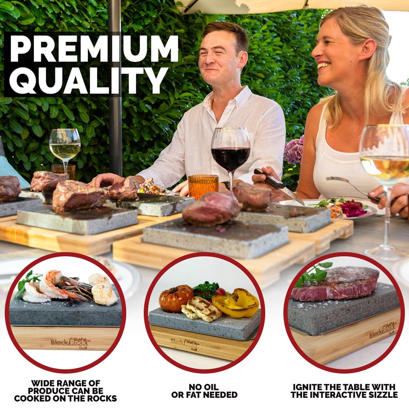 Black Rock Grill Restaurant-Grade Hot Stone Set - Extra-Thick Lava