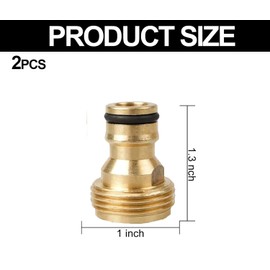 2 Pack Brass Garden Hose Tap Connector, 3/4 inch Brass Male Threaded Tap Connector, Copper 3/4" BSP Hose Connector Threaded Faucet Adapter Quick Connect Adapter
