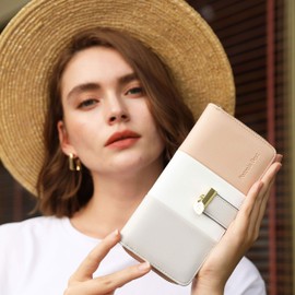 Pomelo Best Women's Purse, Multi-coloured, Striped Wallet, apricot