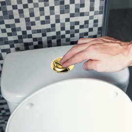 DOITOOL Dual Flush Toilet Push Button,48mm Flushing Toilet Button Thread Diameter,Adjustable Top Push Button Toilet Tank Button Replacement,Toilet Valve Toilet Accessories-Golden