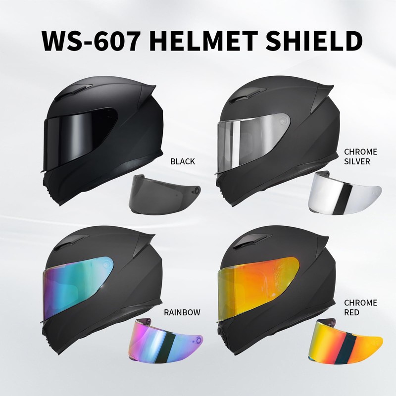 JQF Gear WS-607 Full Face Motorcycle Helmet Visor Shield Replacement