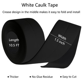 GHAMYEE Black Caulk Tape Bath & Kitchen Caulking Tape Self Adhesive Waterproof, Toilet Sealant Tape, Bathtub Sealing Strip Tape for Bathroom Caulking Tape Shower Caulk Strip (1.5" x10.5Ft)