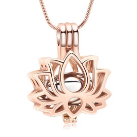 AIWENXI Cremation Jewelry Lotus Flower Urn Necklaces for Ashes Stainless Stell Memorial Ash Pendant Necklaces with Mini Urn Keepsake Ash Jewelry for Men Women Gifts with Funnel Filler Kit