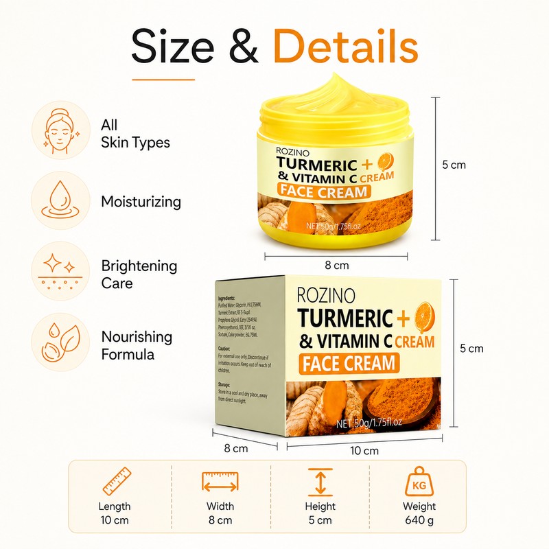Turmeric VC Face Cream for Daily Moisturizing – Lightweight Brightening
