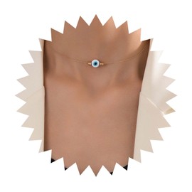 YienDoo Boho Evil Eye Choker Necklace Tiny Evil Eye Protection Necklace Statement Turkish Blue Eye Pendant Choker Gold Third Eye Necklace Necklace Jewelry for Women
