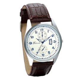 JewelryWe Men's Classics Watch with Brown Leather Strap