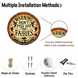 Vintage Fairy Warning Sign - Aluminum Wall Art Decor - Don't Piss Off The Fairies - Easy to Hang, Durable for Home Office 8x8 Inch (2541)