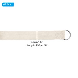 PATIKIL Yoga Strap for Stretching 8 Feet, 6Pcs Cotton Yoga Belt with Adjustable Metal D-Ring Buckle Stretch Bands for Fitness Pilates, White