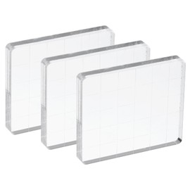 PATIKIL Acrylic Stamp Block, 3 Pack Stamping Block Rectangular Shape with Grid Lines Decorative Mounting Blocks Set for Scrapbooking DIY Crafts Card Making, 2.4x2
