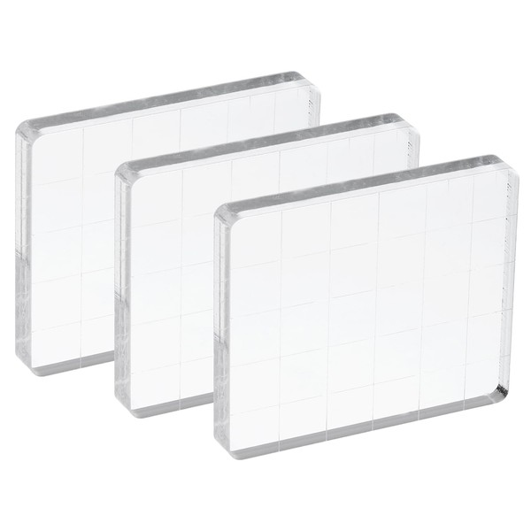 PATIKIL Acrylic Stamp Block, 3 Pack Stamping Block Rectangular Shape